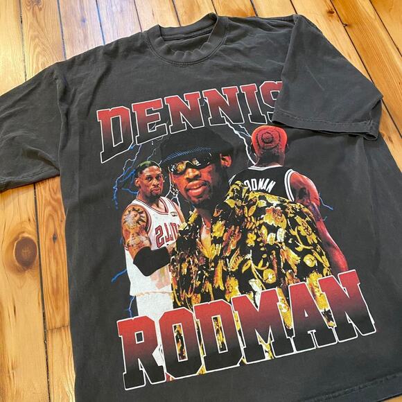 Vintage Style Dennis Rodman Graphic T-Shirt Faded - Picture 2 of 4
